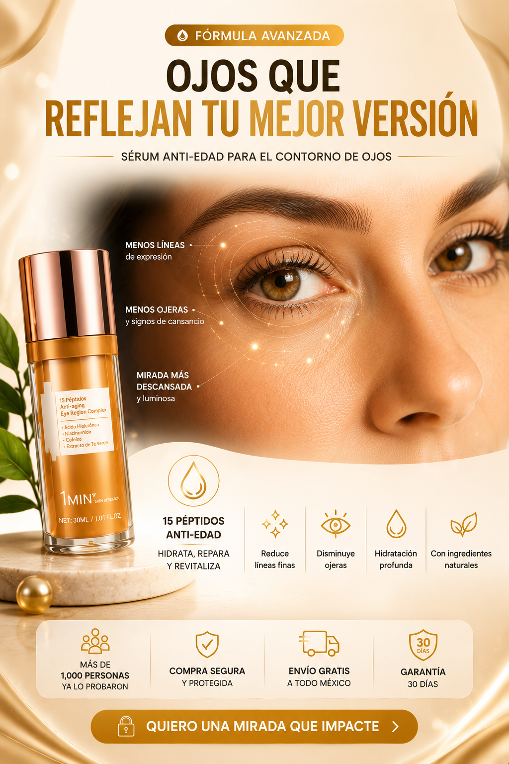 Luminia® Crema Reafirmante para Contorno de Ojos con Péptidos 5D|Oferta 2x1