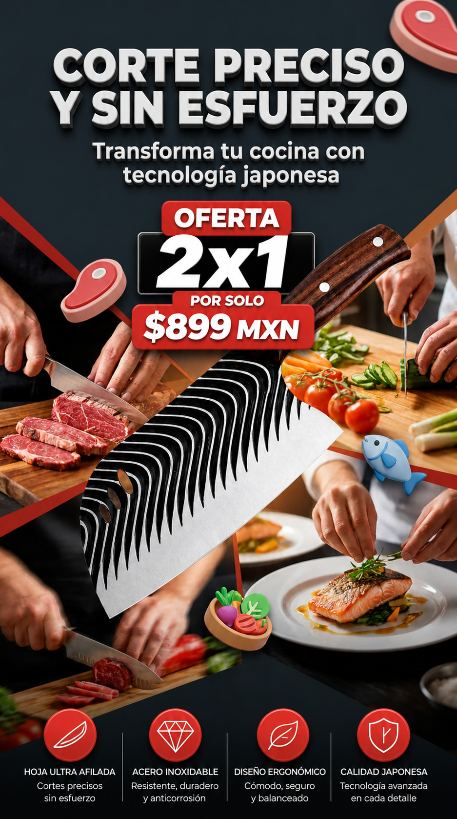 Tazaki™ Cuchillo premium Japones de acero templado| 🎁lleva 2 paga 1🎁