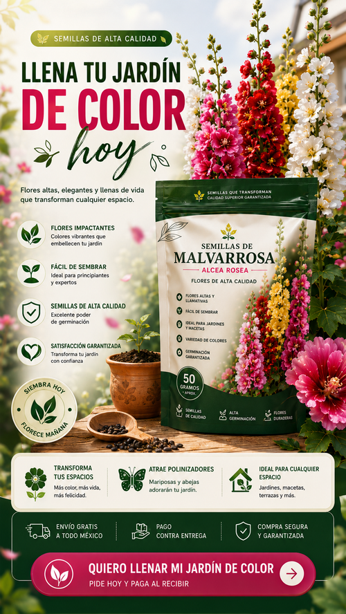 Semillas de malvarrosa de floración en múltiples estaciones🌱Pack de 2 bolsas (100 semillas)