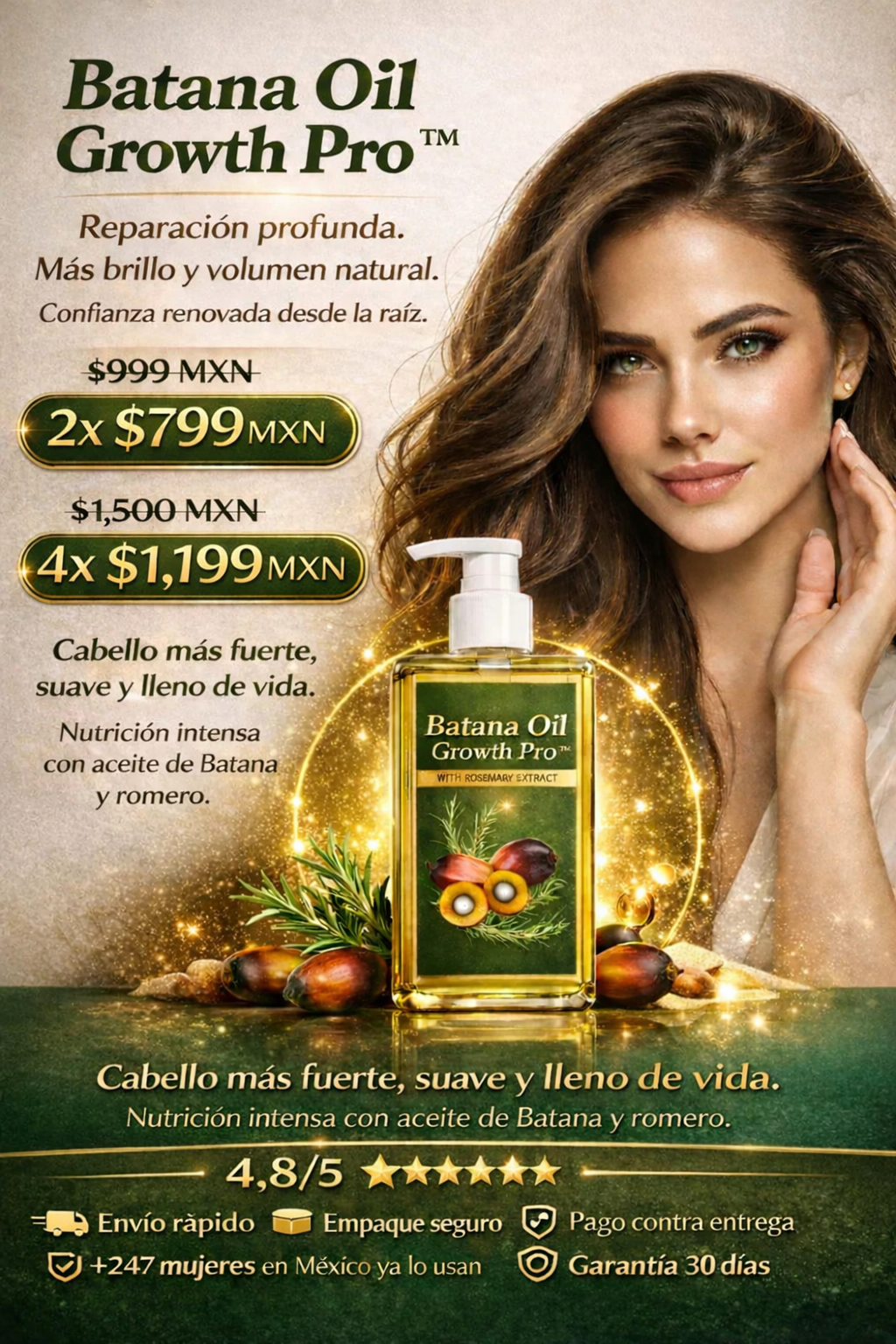 Batana Oil Growth Pro™||Cabello más fuerte, brillante y lleno de vida||2x1